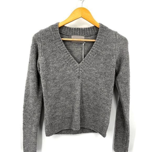 Everlane The Teddy V Neck Wool Blend Boucle in Heather Gray‎ NWT Size XXS - Picture 3 of 12